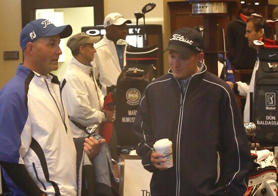 Brian D. and Josh G. catch up before the round.